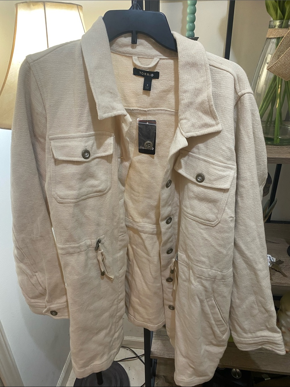 torrid Cream Button-Front Utility Jacket